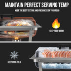 3 Packs Chafing Dish Buffet Set 8QT Stainless Steel with Full Size and 1/2 Size Pans Portable Serve Food Warmer for Catering Parties Wedding Graduation Commercial Events, 5 Pans