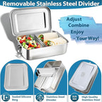 Stainless Steel Bento Box 3 Pack 304 Stainless Steel Lunch Box,Leak Proof Metal Lunch Box With Lids(81oz/47oz/29oz) Bento Box Stainless With 3 Compartments