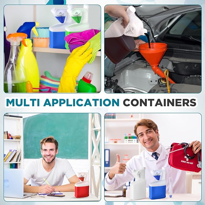 4 Pcs 64 oz Measure Container Tip and Pour Containers, Plastic Bottle With up to 4oz Measuring Capacity