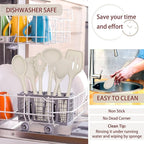 P&P CHEF Silicone Cooking Utensils Set of 7, Heat-proof Kitchen Utensils Set for Nonstick Cookware, Non-stick Spatula, Slotted Turner, Soup Ladle, Pasta Server, Spoon for Cooking Serving - Khaki