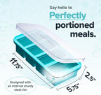 Souper Cubes 1 Cup Silicone Freezer Molds - Soup Cubes Perfect for Freezing Broth, Rice, Leftovers and More - Silicone Freezer Trays with Lids for Meal Prep - Aqua - 1-Pack