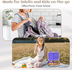 Stainless Steel Bento Box Kids, 3 Compartments Leak Proof Metal Bento Lunch Box, 304 Stainless Steel Bento Lunch Containers for School and Office,Dishwasher Safe, BPA-Free-Purple