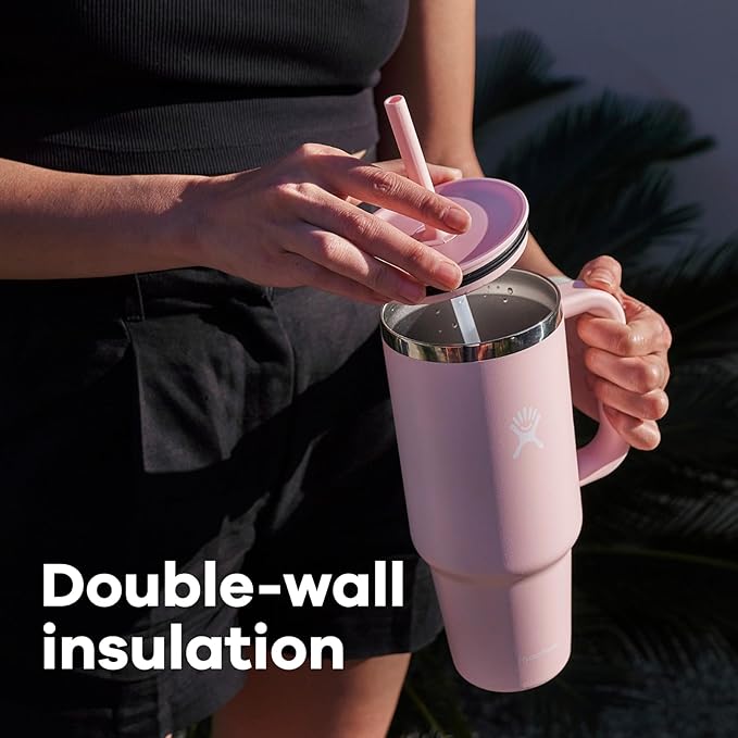 Hydro Flask 40 Oz Travel Tumbler with Handle, Lid and Straw - Insulated Stainless Steel in Trillium