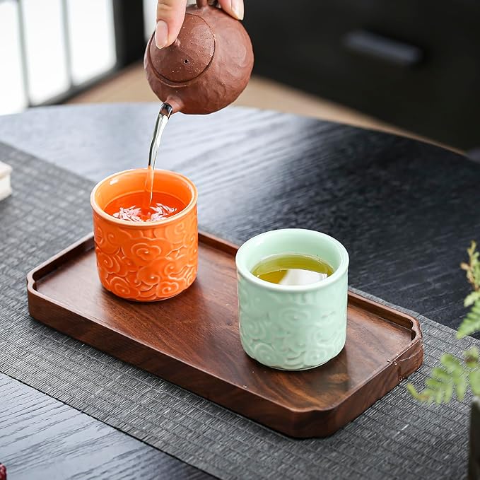 Ceramic Espresso Cups Set of 2 or 4-3oz Demitasse Cups for Coffee & Tea, No Handles, Durable & Dishwasher Safe (lawngreen, 2)