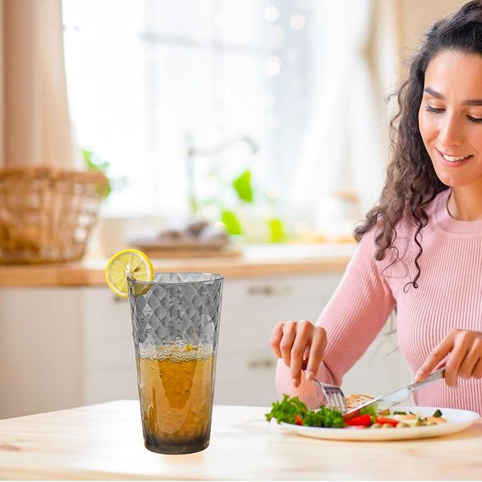 BPA-Free Plastic Tumblers 8 Pack (8x22oz) | Reusable Dishwasher Safe | Stackable Shatterproof Cups | Plastic Drinkware & Drinking Tumblers for Restaurant, Home, Party