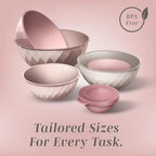 COOK WITH COLOR Mixing Bowls with Lids - 12 Piece Plastic Nesting Bowls Set includes 6 Prep Bowls and 6 Lids, Diamond Design - Microwave Safe (Mint)
