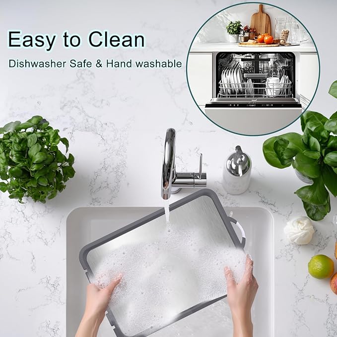 Titanium Cutting Board - New Titanium Cutting Boards for Kitchen Double Sided Non Toxic Titanware Cutting Board, Ideal Charcuterie & Chopping for Meat, Cut Easy Clean Chopping Board (18 * 12in)