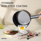 JEETEE Titanium Sauce Pan with Lid, 1.5 QT Non Stick Cooking Pots, Oven & Dishwasher Safe, Ideal for Sauces Soups and Heating Milk, PFOA/PFAS Free (Gray)