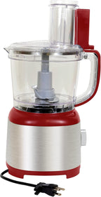 Kenmore 11 Cup Food Processor - Vegetable & Fruit Salad Cutter, Multifunctional, Chopper, Clicer, Mincer, Puree, Grater, Blades, Shredder, Compact Stainless Steel Kitchen Appliances, 500 W Red