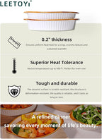 LEETOYI Porcelain Small Oval Au Gratin Pans, Baking Dish Set for 1 or 2 person servings, Bakeware with Double Handle for Kitchen and Home, Set of 2 (White/Brown)