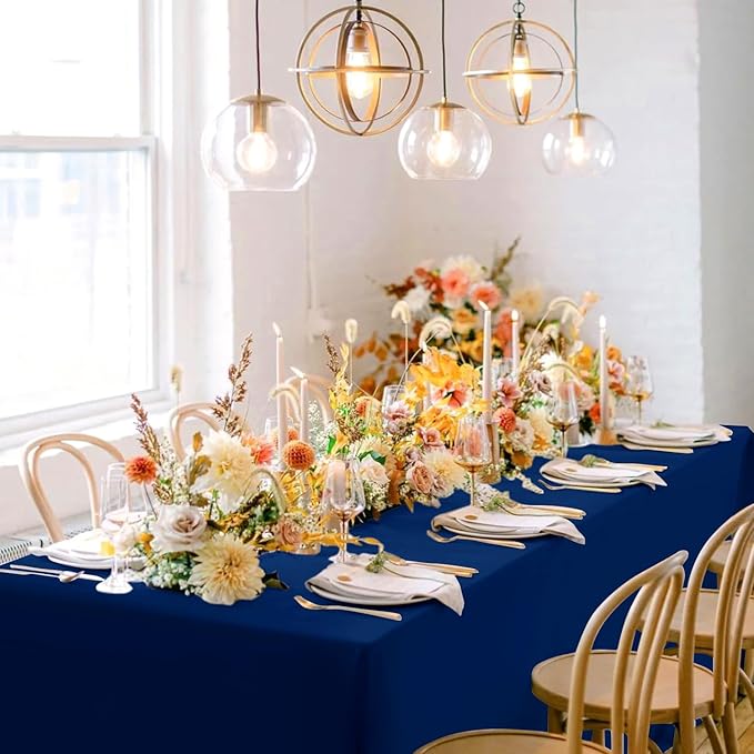sancua Navy Blue Tablecloths for 8 Foot Rectangle Tables, 6 Pack - 60x120 Inch - Washable Fabric Cloth Table Cloth, Reusable Polyester Table Covers for Wedding Party, Banquet, Independence Day