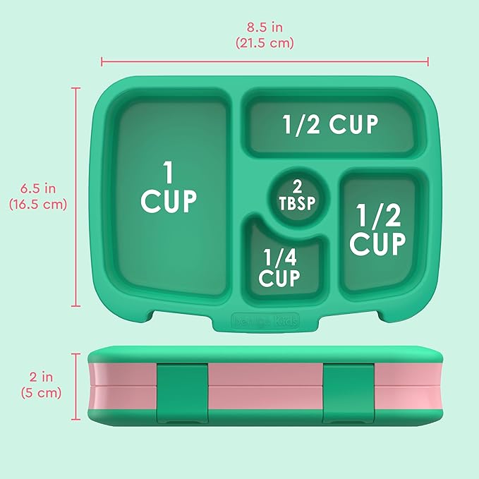 Bentgo Kids Prints Leak-Proof, 5-Compartment Bento-Style Kids Lunch Box - Ideal Portion Sizes for Ages 3-7, Durable, Drop-Proof, Dishwasher Safe, & PFAS & BPA-Free Materials (Tropical)