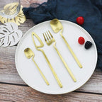 JASHII Flatware Set 32-piece Silverware Set Matte Finished Cutlery Set Service for 8 Include Knife/Fork/Spoon/Coffee spoon Dishwasher Safe (Gold)