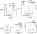 DaYammi Measuring Cups 5-Piece, Unbreakable Food-Grade Plastic Measuring Cup for Dishwasher, 1/2/4/8/16-Cup Nesting Liquid Measuring Cups for Prepping, Baking, Cooking, Readable Markings, Clear