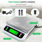 Large Digital Kitchen Scale 40kg/88lbs Commercial Food Scale with Tare and PCS Funtion for Parts and Coins LCD Display Stainless Steel Baking Scale for Cooking, Adapter Included (White, 40kg)