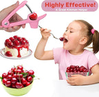 Cherry Pitter Tool, Cherry Stone Remover, Cherry Corer, Pink, ABS Plastic & Stainless Steel Handle
