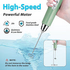 Milk Frother with Stand Rechargeable-Handheld Coffee Frother with 3 Stainless Whisks 3 Speed Adjustable, Electric Whisk Drink Mixer, Foam Maker Blender for Matcha Latte Cappuccino Chocolate
