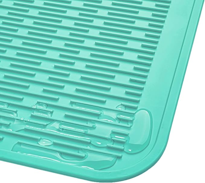 Silicone Dish Drying Mat for Multiple Usage,Easy clean,Eco-friendly,Heat-resistant Silicone Mat for Kitchen Counter or Sink,Refrigerator or Drawer Liner Mint 2XL 24 inches x 18 inches