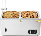 WILPREP Commercial Food Warmer with Two 1/2 Pans, 1500W Countertop Electric Steam Table, 86-185°F Adjustable Temp Control & Over-Temp Protection, Stainless Steel Buffet Bain Marie