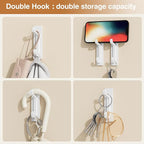 Self Adhesive Wall Hooks for Hanging: Extra Strong 13 LB, Hook for Coat, Towel in Bathrooms, Shower, Kitchen, Wall, Door Hook, White 6 Pack