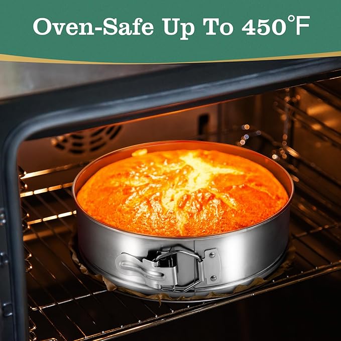 4" 7" 9" 10" Springform Pans Set of 4, Stainless Steel Cheesecake Pan with Removable Bottom, Leakproof & Nonstick Springform Cake Mold for Baking with 50 Pcs Paper Liners