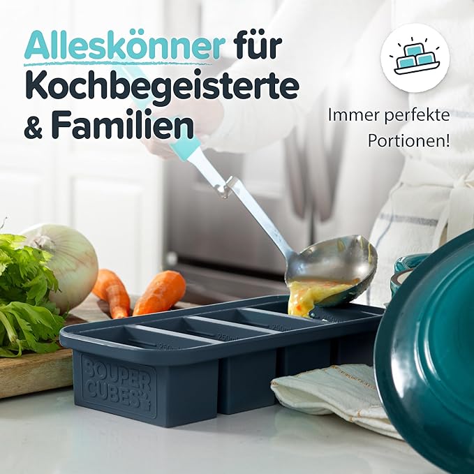 Souper Cubes 1 Cup Silicone Freezer Molds - Soup Cubes Perfect for Storing Broth, Rice, Leftovers and More - Silicone Freezer Trays with Lids for Meal Prep - Charcoal - 1-Pack