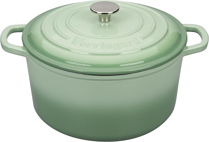Enameled Cast Iron Dutch Oven Pot with Lid, for Sourdough Bread Baking, Round Dutch Ovens, 6 Quart, Green