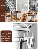 Stainless Steel Food Container with Clear Lids Airtight Container Stackable Small Canisters Kitchen Pantry Storage for Cereal, Snacks, Candy, Herbs, Spices, Sugar, Tea (1.8L Silver-2)