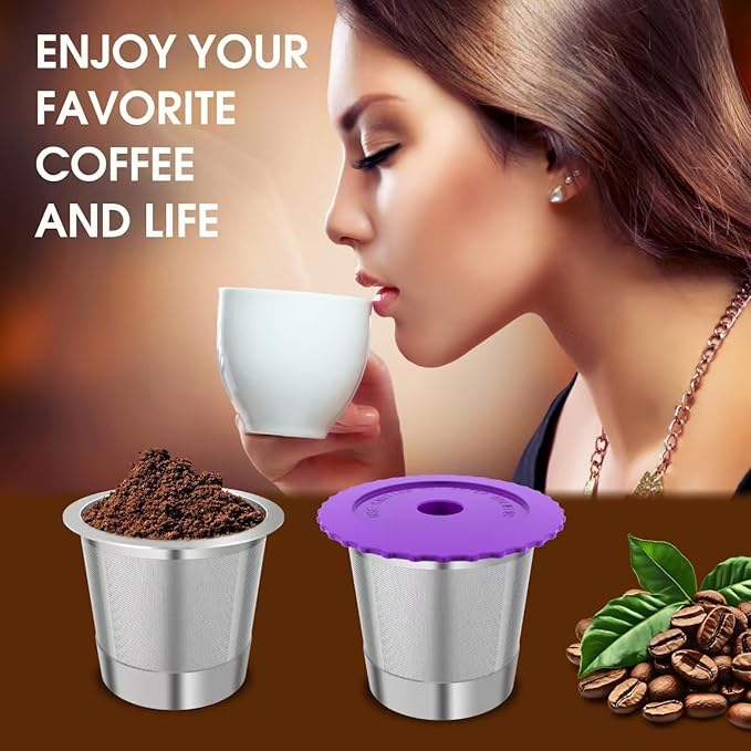 Reusable K Cups, Stianless Steel Coffee Pods with 20 Count paper Filters Compatible with Keurig 2.0 and 1.0 Coffee Makers