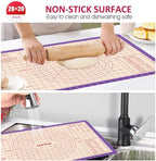 Pastry Baking Mat 28x20 Inch - Larger Silicone Baking Pastry Mat for Rolling Dough,Non Silp Silicon Dough Sheet Mat with Measurement,Perfect for Making Pie,Pizza(Purple)