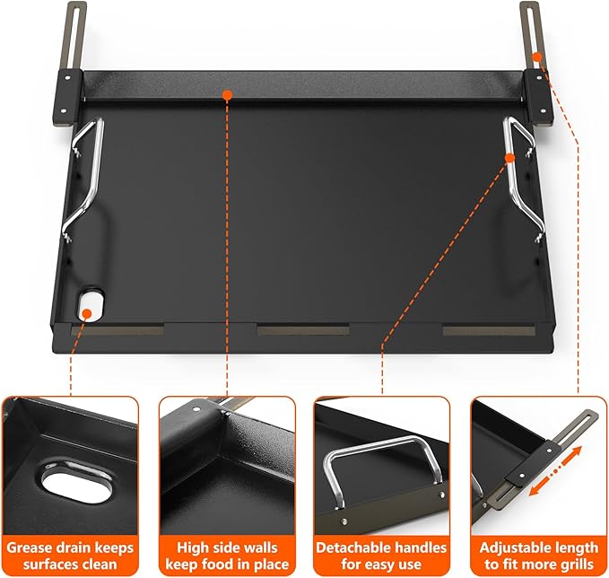 Stanbroil Full Size Griddle Insert for Most 2-Burner Gas Grill, Universal Flat Top Griddle for Weber, Royal Gourmet, Napoleon, Char-Broil, Cuisinart, Nexgrill, Dyna-Glo, Monument Grills and More