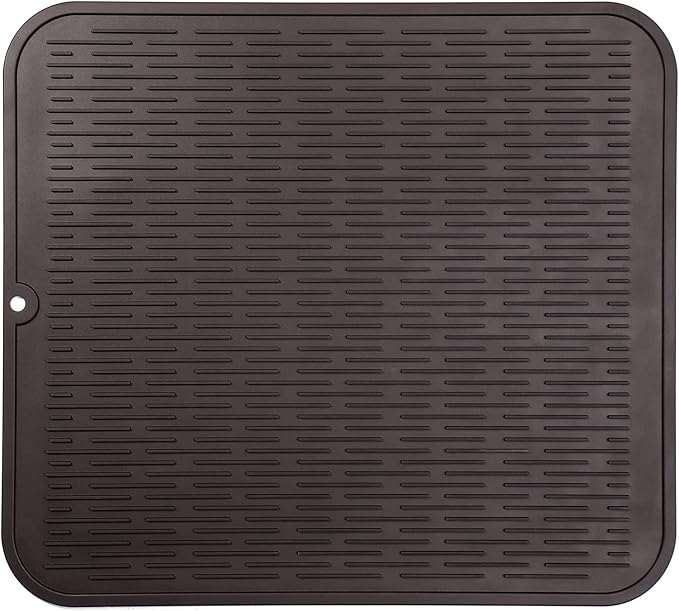 Silicone Dish Drying Mat for Multiple Usage,Easy clean,Eco-friendly,Heat-resistant Silicone Mat for Kitchen Counter or Sink,Refrigerator or Drawer Liner Coffee 2XL 24 inches x 18 inches