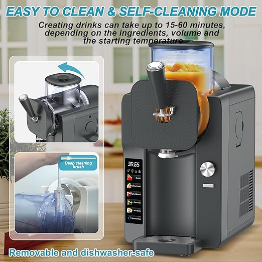 Ice Cream Maker, Slushie Machine for Home, Slushy Machine 70 oz Margarita Machine with 6 Preset Programs for Ice Cream, Frozen Yogurt or Gelato, Adjustable Thickness, Gray