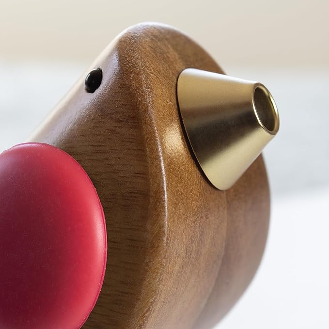 Wine Bottle Pourer, Fun Wine Pourer Spout Sings While It Pours, Airtight Wine Bottle Sealer, Acacia Wood with Red Wings