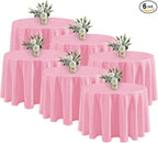 Fitable 6 Pack Pink Round Tablecloths - 120 Inches in Diameter - Stain Resistant and Washable Table Clothes, Polyester Fabric Table Covers for Wedding, Party, Banquet, Formal Events