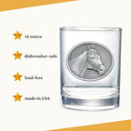 Heritage Pewter Racehorse Double Old Fashion | Double Rocks Glass 14 OZ for Liquor | Expertly Crafted Pewter Glass