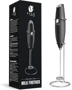 Bean Envy Milk Frother Handheld for Coffee - Mini Drink Mixer Whisk & Coffee Foamer Wand with Stand for Lattes, Cappuccino, Matcha and Hot Chocolate - Kitchen Gifts - Black