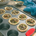 Boxiki Kitchen 12 Cup Mini Muffin Pan with Silicone Muffin Liners. Professional Cupcake Pan for Baking Muffin Mold, Mini Muffin Tin Non-Stick Steel Bakeware