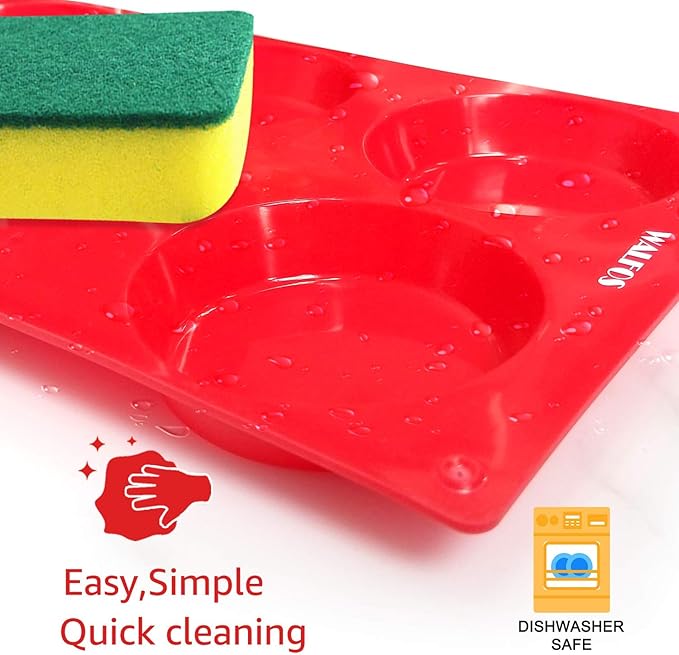 Walfos Silicone Whoopie Pie Baking Pans, 2 Pcs Non-Stick Muffin Top Pan. Food Grade and BPA Free Silicone, Great for Muffin, Eggs, Tarts and More, Dishwasher Safe