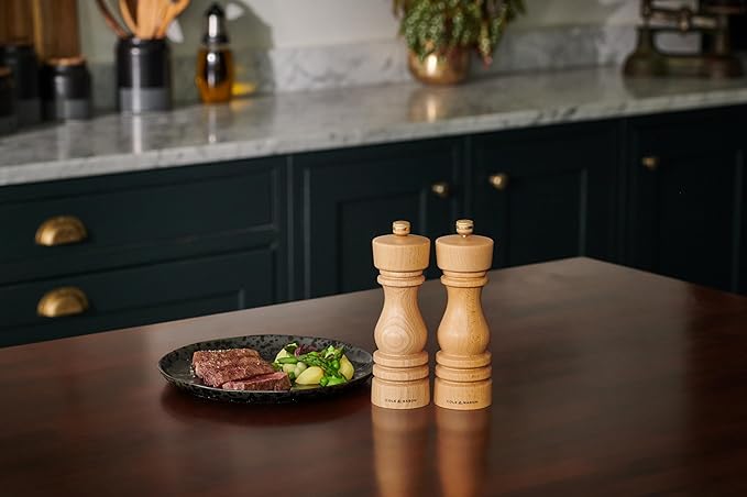 Cole & Mason London Refillable Spice Mill - Kitchen & Home Accessory - Table Salt Grinder - Salt Mill with Ceramic Mechanism - 7", Natural Beech