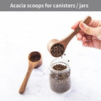 4PCS Wooden Measuring Scoops Acacia Wooden Scoops For Jars Small Wood Scoop For Coffee Measuring Spoons Wood Scoop For Containers Daily Powder Salt Bath Soap Scooper Acacia(30ml&15ml)