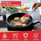 P&P CHEF Red Kitchen Cooking Utensil Set of 4, Silicone Solid Spatulas Slotted Spoons Turners for Non-stick Cookware Flipping Mixing, Heat-proof