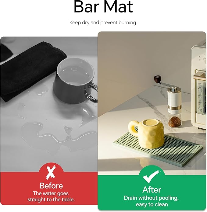 2PCS11.8 * 5.9in Green Bar Mat, Prevent Cups and Glasses from Sliding and Protect The Surface of The Table from Being Easily Damaged, Suitable for Bars, Home Bars and Coffee Bars