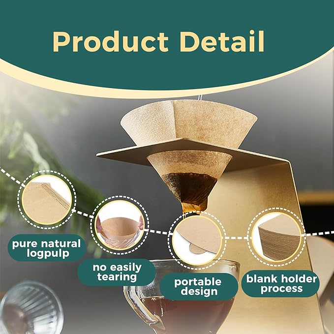 Cone Coffee Filter Papers, V02 Size, 100-Count Pack for Pour Over Coffee Makers (V01)