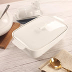 10" x 7" Casserole Dish 1.7 Quart Ceramic Bakeware Set with Lids, Chip and Crack Resistant Ceramic Casserole Dish with Handle 11.6 In, Microwave, Dishwasher, Oven, Freezer and Fridge Safe