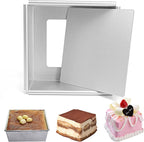 4 Inch Square Aluminum Cheesecake Pan with Removable Loose Bottom for Baking, Cake Mold Bakeware (4.4'' x 4.4'' x 2'')