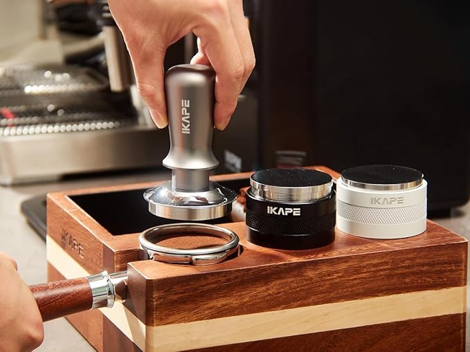 IKAPE 45mm Espresso Tamper, Premium Barista Coffee Tamper with Calibrated Spring Loaded, 100% Flat Stainless Steel Base Tamper for Espresso Machine