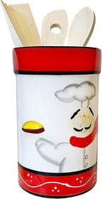 ACK Tuscany Colorful Plump Bistro Chef Hand Painted Ceramic Utensil Jar, Utensil Holder, Utensil Crock, Modern Kitchen Decor, Kitchen Storage for for Spoon, Ladle, Spatula and More