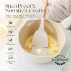 PRICUSIS Ceramic Nonstick Saucepan with Lid, 2 Quart Non Toxic Pot with Pour Spouts, Full Coated, 100% Dishwasher Safe, Induction Compatible & Oven Safe, PTFE PFAS & PFOA Free, Coconut White