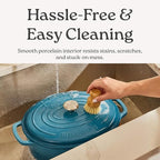 Signature Enameled Cast Iron Oval Dutch Oven | Non-Stick Serving Pot with Tight Fitting Lid for Perfect Roasting, Baking, Sauteing, and Bread Making | 9.5Q [Red]